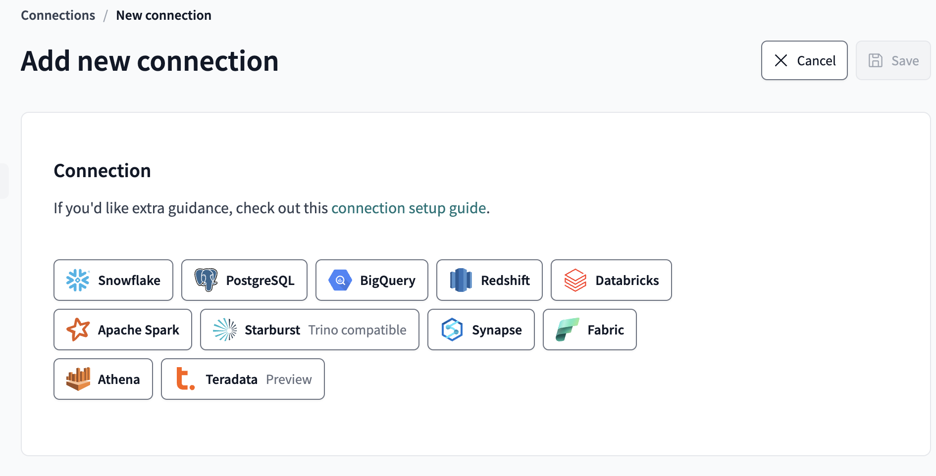 Choose a connection Choose a connection